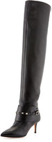 Thumbnail for your product : Valentino Rockstud Low-Heel Over-The-Knee Boot, Black