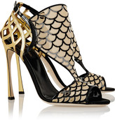 Thumbnail for your product : Sergio Rossi Metallic patent-leather and mesh sandals