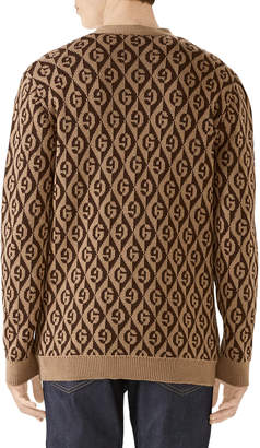 Gucci Men's Rhombus Intarsia-Knit Cardigan Sweater