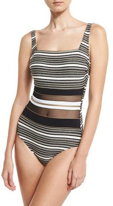 Gottex Regatta Metallic-Stripe One-Piece Swimsuit