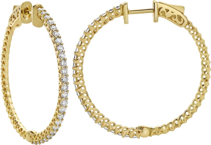 LuvMyJewelry Serpine 14K Gold Diamond Hoop Earrings - 2.1 Cts