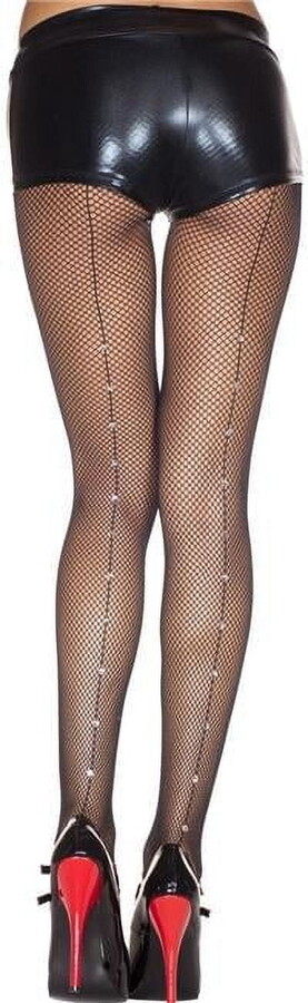 Music Legs Women’s Rhinestone backseam pantyhose 973-BLACK