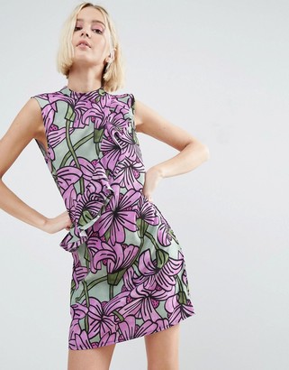 ASOS Made In Kenya Ruffle Shift Dress In Large Floral Print