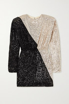 Thumbnail for your product : Rotate by Birger Christensen Billie Two-tone Sequined Stretch-knit Mini Dress
