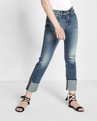 Express Mid Rise Cuffed Cropped Skinny Jeans