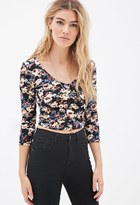 Thumbnail for your product : Forever 21 Velveteen Floral Crop Top