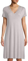Thumbnail for your product : Hanro Rose Short-Sleeve Lace-Trim Nightgown