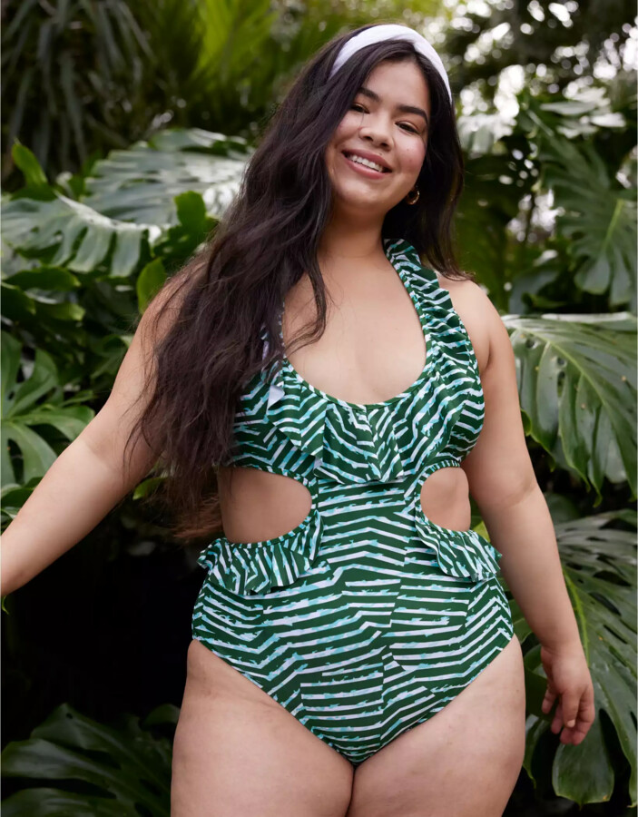 aerie Ruffle Halter One Piece Swimsuit ShopStyle