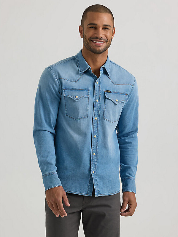 Lee Mens All Purpose Western Denim Snap Shirt