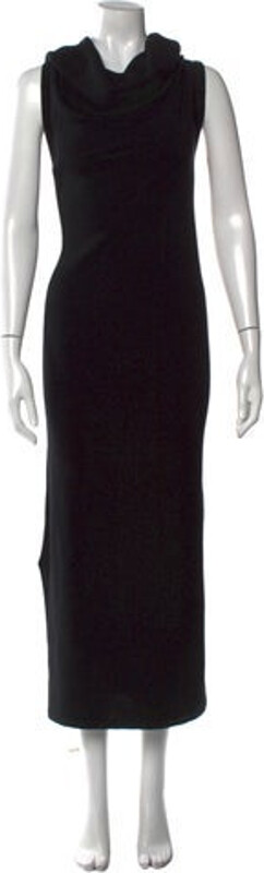 Nicholas K Wool Sheath Dress Black Sleeveless with Cowl Neck