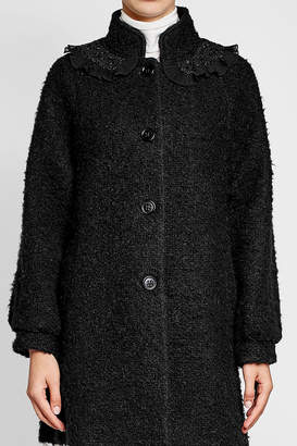 RED Valentino Coat with Wool, Mohair and Embellished Chiffon Collar