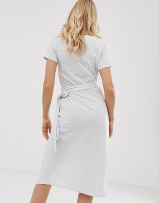 Parallel Lines wrap front t-shirt dress in grey