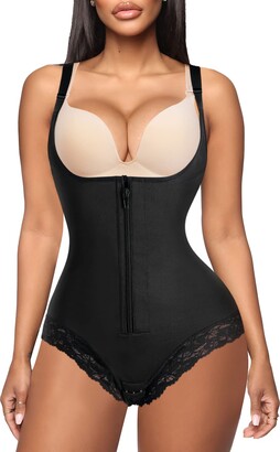 Thong Bodysuit for Women Crew Long Sleeve Seamless Tummy Control Shapewear,  Sexy Tops T Shirt Body Suit (Color : Skin 2, Size : XX-Large)