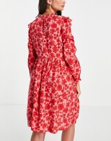 Thumbnail for your product : New Look Maternity frill detail mini dress in red floral print