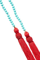 Thumbnail for your product : Kenneth Jay Lane Tasseled Gold-plated Beaded Necklace - Turquoise