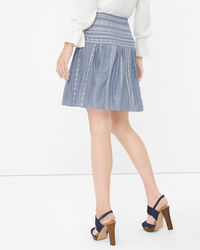 White House Black Market Contrast Embroidered Chambray Skirt