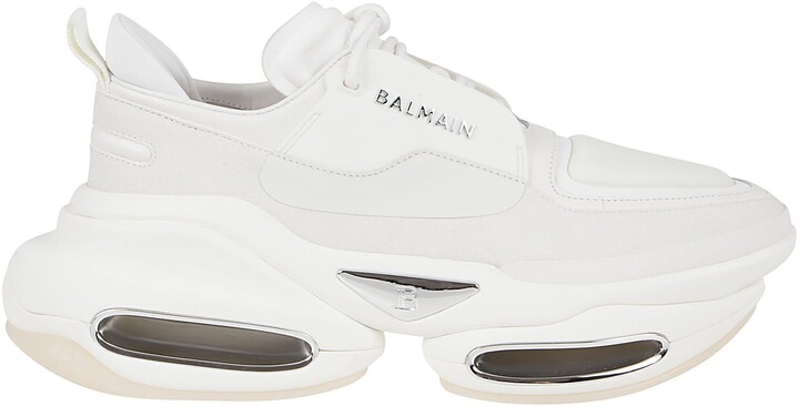 Balmain B-court Sneakers In Leather With Prints - ShopStyle