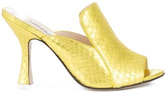 ATTICO The crocodile embossed open toe mules