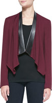 Thumbnail for your product : Amanda Uprichard Loves Cusp Faux-Leather-Trim Cascade-Front Blazer, Wine
