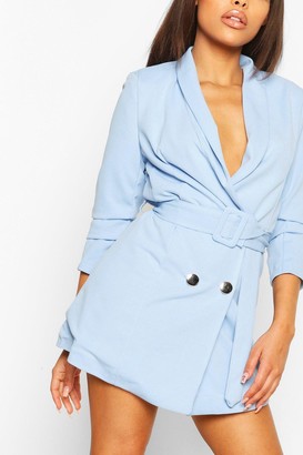 boohoo Petite Belted Ruched Blazer Dress