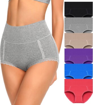 Wealurre Women's Comfort Cotton High Waist Underwear Breathable Soft Tummy  Control Bikini Panties Plus Size
