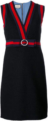 Gucci stripe border and bow detail knit dress