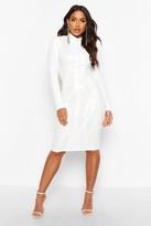Thumbnail for your product : boohoo Sequin Long Sleeve High Neck Dress