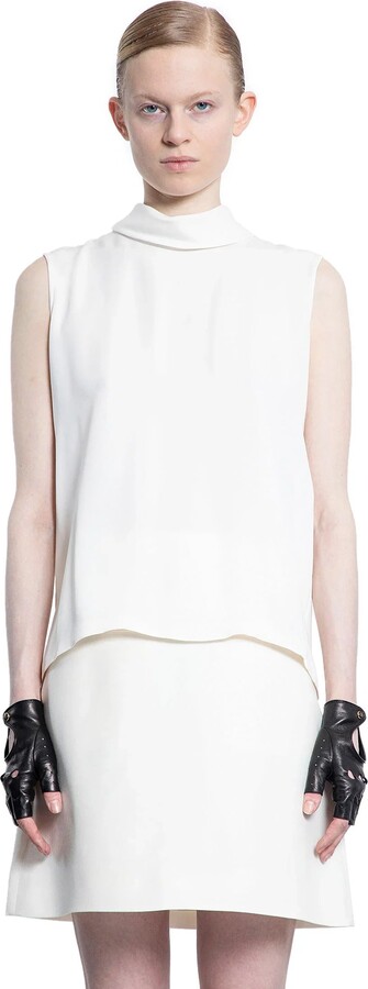 Valentino Top a collo alto senza maniche in georgette di seta