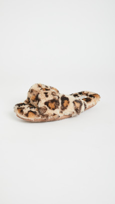 Madewell Women's Crisscross Furry Leopard Slippers 