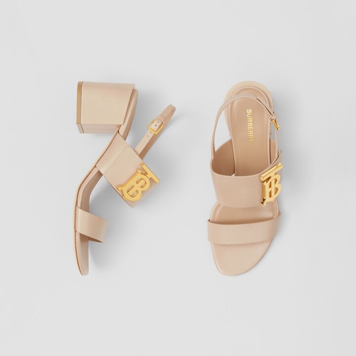 monogram motif leather sandals