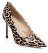 Thumbnail for your product : Manolo Blahnik BB 90 Leopard Print Patent Leather Point-Toe Pumps