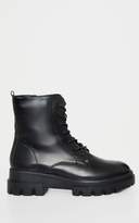 Thumbnail for your product : PrettyLittleThing Black Chunky Sole Cleat Lace Up Ankle Boot