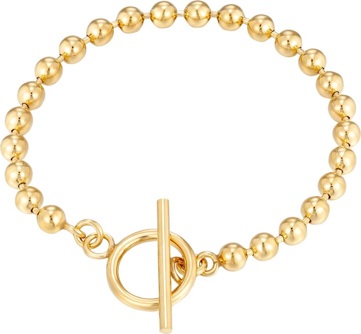 SEOL + GOLD 22ct Gold Vermeil Beaded TBar Chain Bracelet ShopStyle