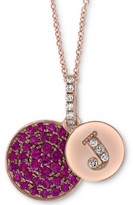 Thumbnail for your product : Effy Certified Ruby (3/8 ct. t.w.) & Diamond Accent 18" Initial Pendant Necklace in 14k Rose Gold