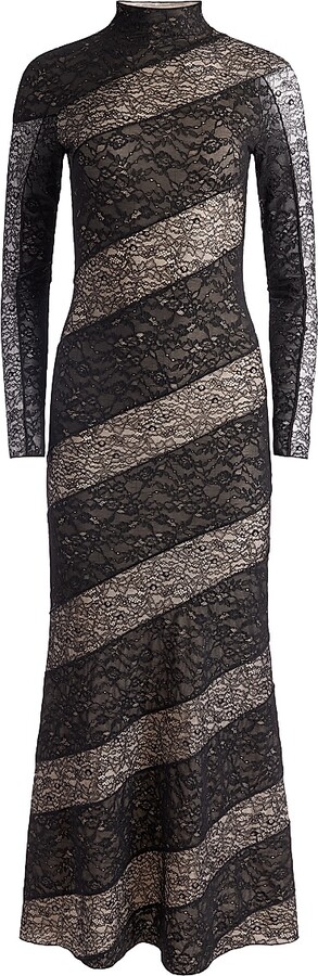 Women's Delora Lace Mock-Turtleneck Maxi Dress - Black - Size 0