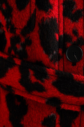 Diane von Furstenberg Manon belted leopard-print brushed wool-blend felt coat