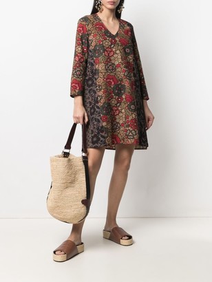 Pierre Louis Mascia Floral Embroidered Flared Dress