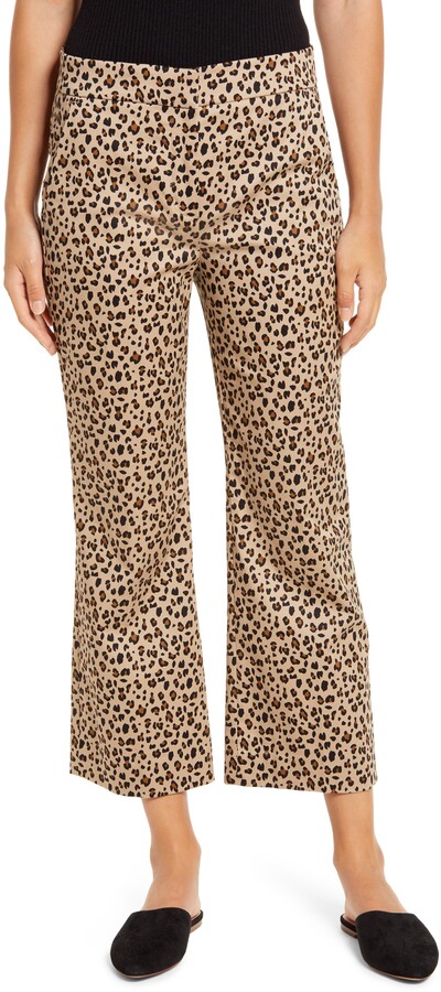 J.Crew Leopard Print Chino Crop Flare Pants - ShopStyle
