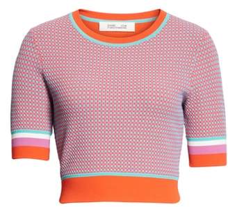 Diane von Furstenberg Crewneck Colorblock Crop Sweater