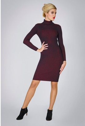 Rumour London Cleo Black Two-Tone Ribbed Knit Dress