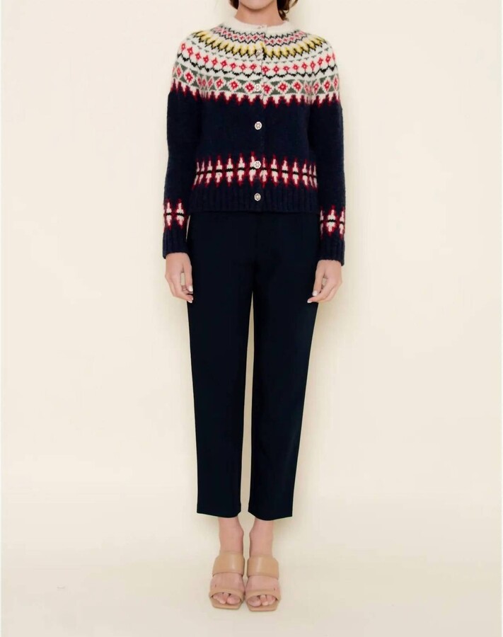 Fore Collection Fair Isle Knit Sweater Cardigan In Black Multi