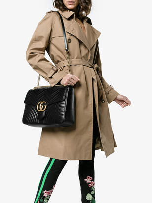 Gucci Black GG Marmont large leather shoulder bag
