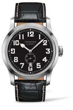 Longines Heritage Military Embossed Leather Strap Watch
