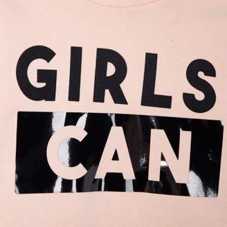 River Island Mini girls pink 'girls can' print sweatshirt