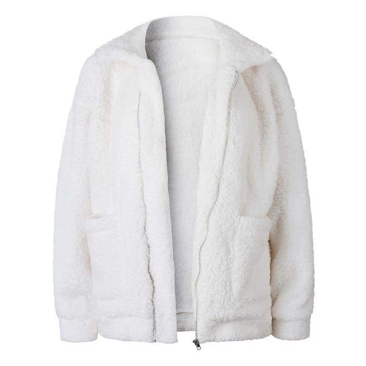 KOERIM Womens Fluffy Shaggy Long Sleeve Faux Fur Coat Jacket Pockets Warm Winter