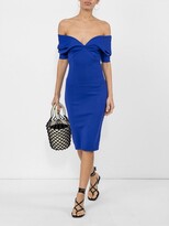 V-neck Fitted Dress Blue 