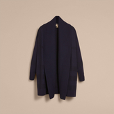 Thumbnail for your product : Burberry Shawl Collar Check-knit Wool Silk Blend Jacket