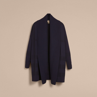 Burberry Shawl Collar Check-knit Wool Silk Blend Jacket