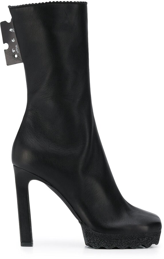 OffWhite Logo Patch Ankle Boots ShopStyle