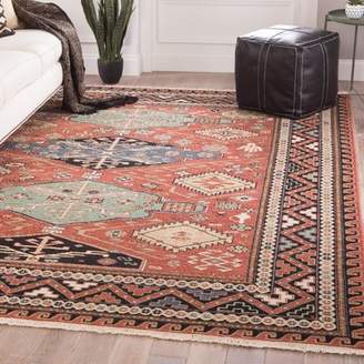 Millwood Pines Wickline Medallion Hand-Knotted Wool Red Area Rug